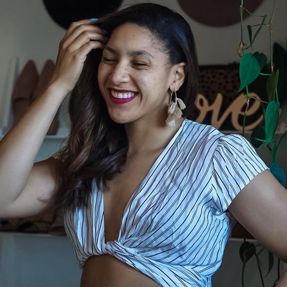 Striped Tie Front Crop Top